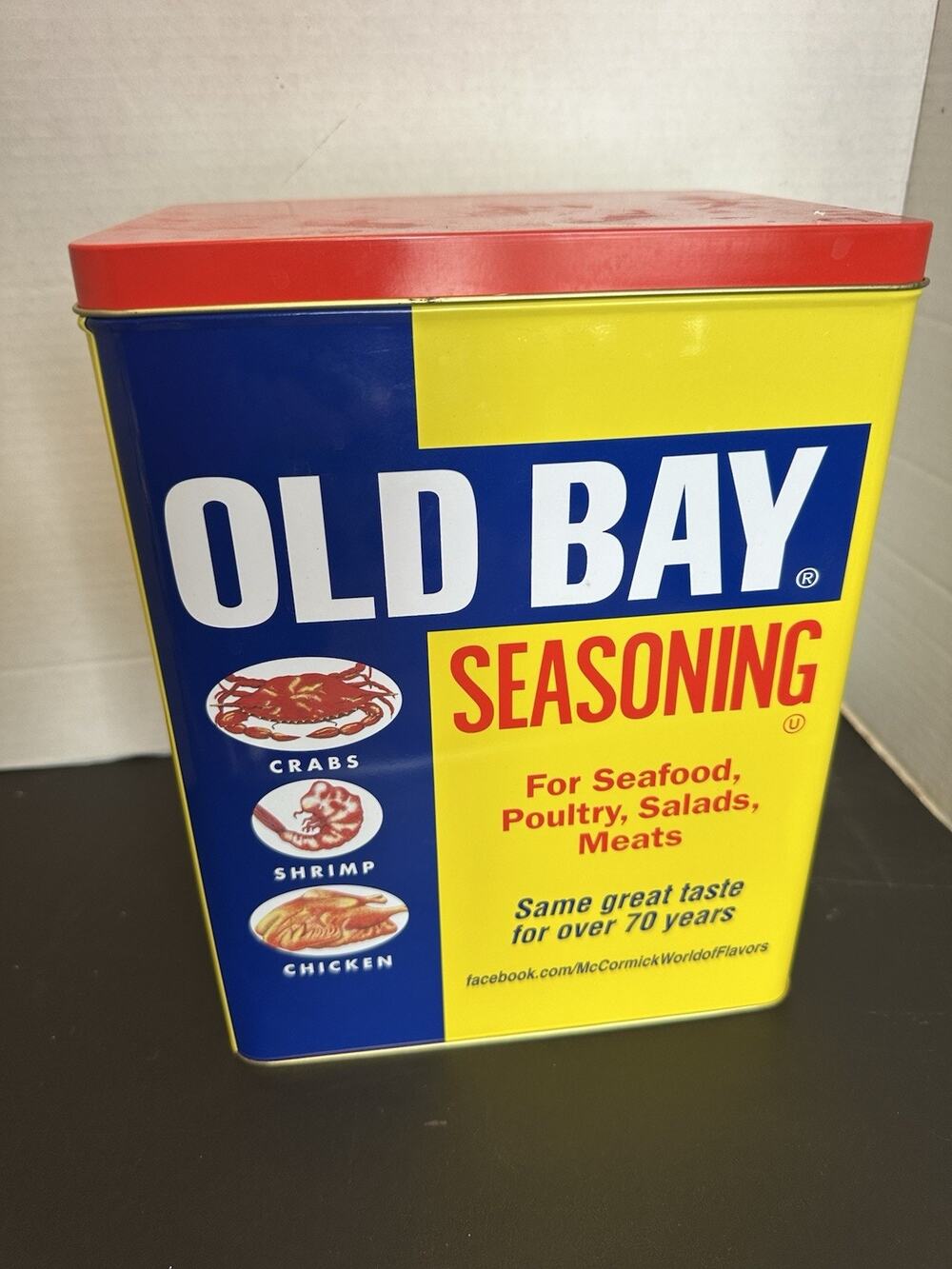 Large Bay Seasoning Tin Can Metal Storage Container McCormick Advertising